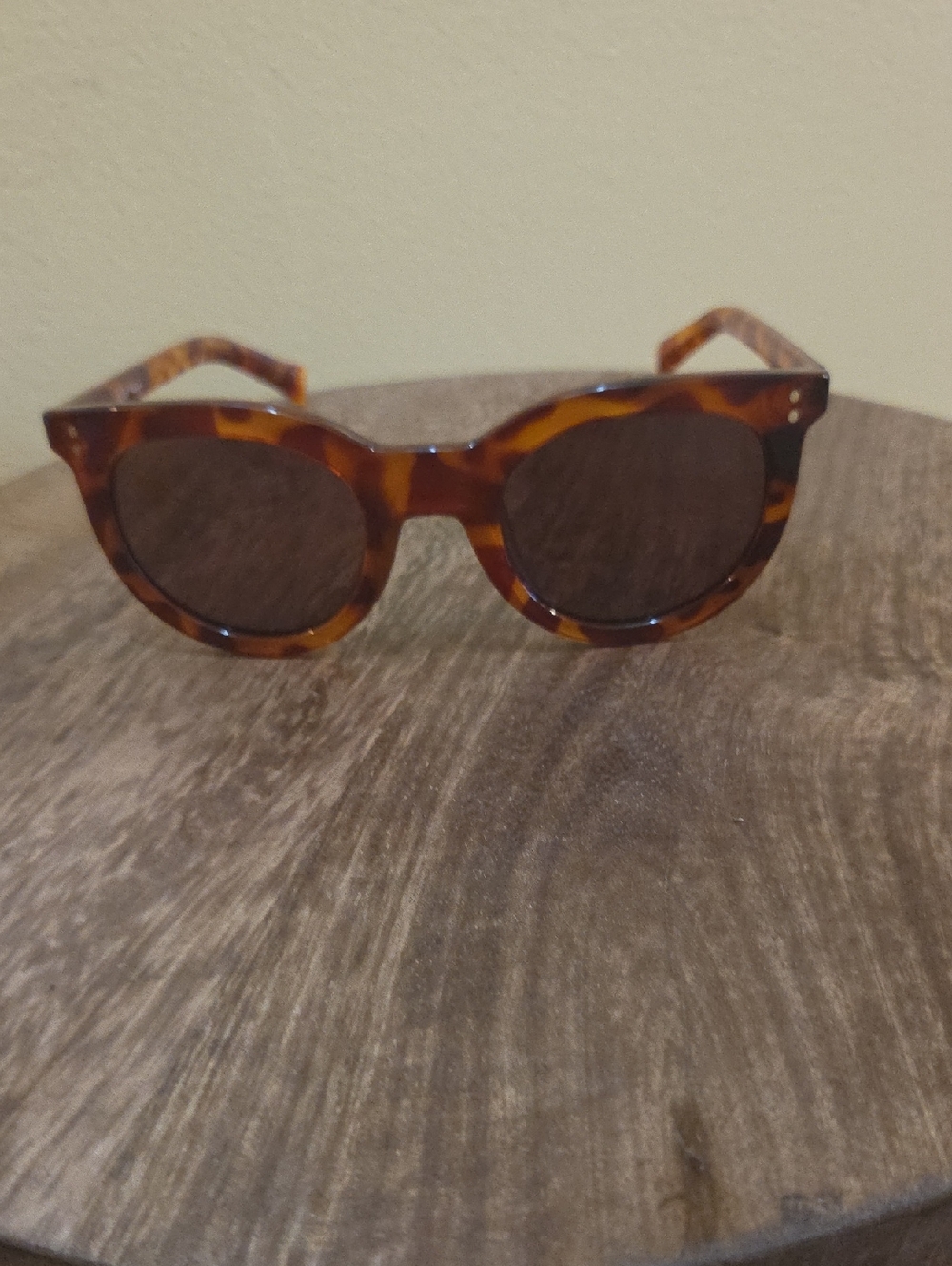 Cole Haan Tortoise Round Sunglasses with Dark Lenses